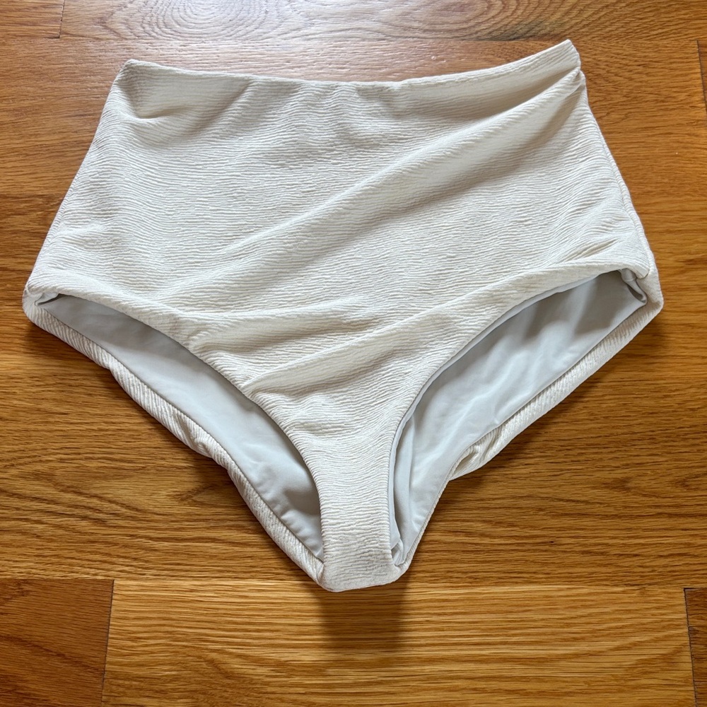 Mara Hoffman High-Waist Cream Textured Shorts